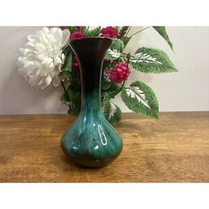 Blue Mountain Pottery Drip Glaze Bud Vase Green Brown Black Mid Century Canadian